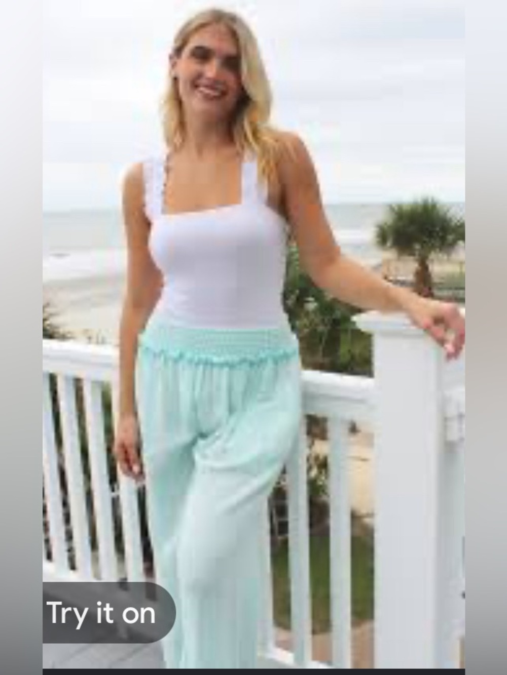 Simply Southern aqua cotton gauze wide leg summer pant swim cover up beach L